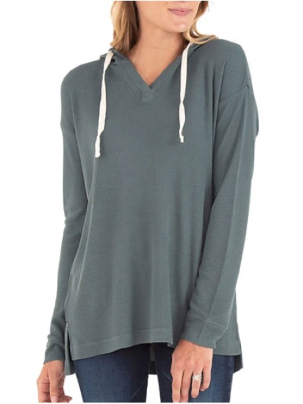 Free Fly Bamboo Waffle Hoodie in Green Size M